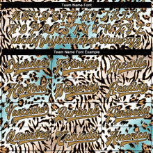 Laden Sie das Bild in den Galerie-Viewer, Custom White Black-Old Gold Leopard Print 3D Pattern Design Bomber Full-Snap Varsity Letterman Jacket