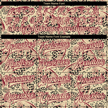 Laden Sie das Bild in den Galerie-Viewer, Custom City Cream Crimson-Black Animal Print 3D Pattern Design Bomber Full-Snap Varsity Letterman Jacket