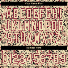 Laden Sie das Bild in den Galerie-Viewer, Custom City Cream Crimson-Black Animal Print 3D Pattern Design Bomber Full-Snap Varsity Letterman Jacket