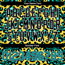 Laden Sie das Bild in den Galerie-Viewer, Custom Gold Teal-Black Leopard And Zebra Print 3D Pattern Design Bomber Full-Snap Varsity Letterman Jacket