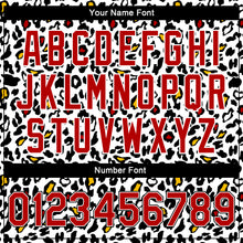 Laden Sie das Bild in den Galerie-Viewer, Custom White Red-Black Bright Leopard Print 3D Pattern Design Bomber Full-Snap Varsity Letterman Jacket