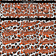 Laden Sie das Bild in den Galerie-Viewer, Custom White Orange-Black Leopard Print 3D Pattern Design Bomber Full-Snap Varsity Letterman Jacket
