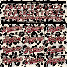 Laden Sie das Bild in den Galerie-Viewer, Custom City Cream Crimson-Black Leopard Print 3D Pattern Design Bomber Full-Snap Varsity Letterman Jacket