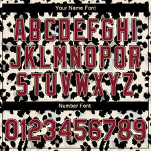 Laden Sie das Bild in den Galerie-Viewer, Custom City Cream Crimson-Black Leopard Print 3D Pattern Design Bomber Full-Snap Varsity Letterman Jacket