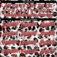 Laden Sie das Bild in den Galerie-Viewer, Custom White Red-Black Leopard Print 3D Pattern Design Bomber Full-Snap Varsity Letterman Jacket