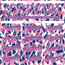 Laden Sie das Bild in den Galerie-Viewer, Custom White Pink-Royal Leopard Print 3D Pattern Design Bomber Full-Snap Varsity Letterman Jacket