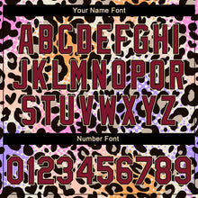 Laden Sie das Bild in den Galerie-Viewer, Custom City Cream Crimson-Black Leopard Print 3D Pattern Design Bomber Full-Snap Varsity Letterman Jacket