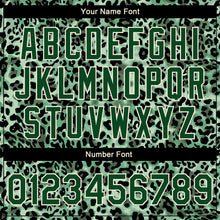 Laden Sie das Bild in den Galerie-Viewer, Custom Green City Cream Leopard Print 3D Pattern Design Bomber Full-Snap Varsity Letterman Jacket