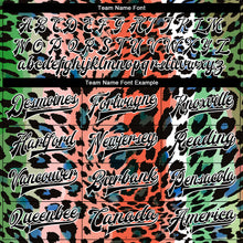 Laden Sie das Bild in den Galerie-Viewer, Custom Orange Black-White Leopard Print 3D Pattern Design Bomber Full-Snap Varsity Letterman Jacket