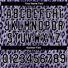 Laden Sie das Bild in den Galerie-Viewer, Custom Purple Black-White Leopard Print 3D Pattern Design Bomber Full-Snap Varsity Letterman Jacket