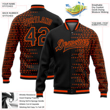 Charger l'image dans la galerie, Custom Black Orange Halftone 3D Pattern Design Bomber Full-Snap Varsity Letterman Jacket