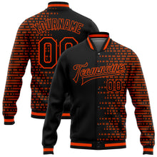 Charger l'image dans la galerie, Custom Black Orange Halftone 3D Pattern Design Bomber Full-Snap Varsity Letterman Jacket