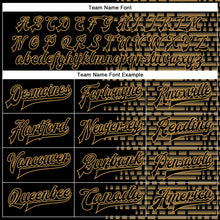 Charger l'image dans la galerie, Custom Black Old Gold Halftone 3D Pattern Design Bomber Full-Snap Varsity Letterman Jacket
