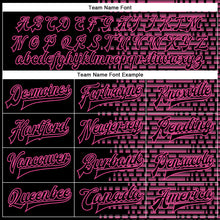 Charger l'image dans la galerie, Custom Black Pink-White Halftone 3D Pattern Design Bomber Full-Snap Varsity Letterman Jacket