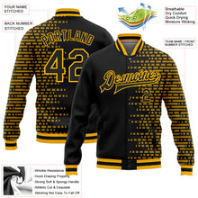 Charger l'image dans la galerie, Custom Black Gold Halftone 3D Pattern Design Bomber Full-Snap Varsity Letterman Jacket