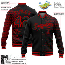 Charger l'image dans la galerie, Custom Black Red Halftone 3D Pattern Design Bomber Full-Snap Varsity Letterman Jacket