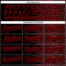 Charger l'image dans la galerie, Custom Black Red Halftone 3D Pattern Design Bomber Full-Snap Varsity Letterman Jacket