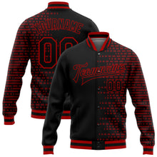 Charger l'image dans la galerie, Custom Black Red Halftone 3D Pattern Design Bomber Full-Snap Varsity Letterman Jacket