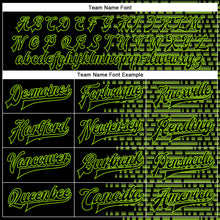 Charger l'image dans la galerie, Custom Black Neon Green Halftone 3D Pattern Design Bomber Full-Snap Varsity Letterman Jacket