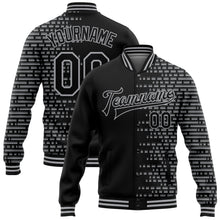 Charger l'image dans la galerie, Custom Black Gray Halftone 3D Pattern Design Bomber Full-Snap Varsity Letterman Jacket