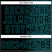 Charger l'image dans la galerie, Custom Black Teal Halftone 3D Pattern Design Bomber Full-Snap Varsity Letterman Jacket