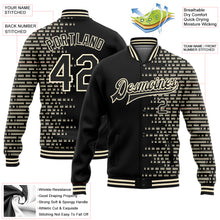 Charger l'image dans la galerie, Custom Black Cream Halftone 3D Pattern Design Bomber Full-Snap Varsity Letterman Jacket