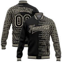 Charger l'image dans la galerie, Custom Black Cream Halftone 3D Pattern Design Bomber Full-Snap Varsity Letterman Jacket