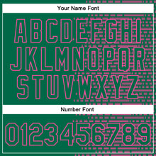 Load image into Gallery viewer, Custom Kelly Green Pink Halftone 3D Pattern Design Bomber Full-Snap Varsity Letterman Jacket