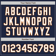 Загрузить изображение в средство просмотра галереи, Custom Navy White-Texas Orange Bomber Full-Snap Varsity Letterman Two Tone Jacket