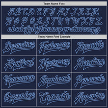 Загрузить изображение в средство просмотра галереи, Custom Navy Light Blue Bomber Full-Snap Varsity Letterman Two Tone Jacket