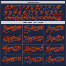 Загрузить изображение в средство просмотра галереи, Custom Navy Orange Bomber Full-Snap Varsity Letterman Two Tone Jacket