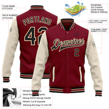 Загрузить изображение в средство просмотра галереи, Custom Crimson Black Cream-City Cream Bomber Full-Snap Varsity Letterman Two Tone Jacket