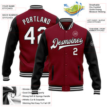 Load image into Gallery viewer, Custom Crimson White-Black Bomber Full-Snap Varsity Letterman Two Tone Jacket
