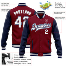 Load image into Gallery viewer, Custom Crimson White Navy-Gray Bomber Full-Snap Varsity Letterman Two Tone Jacket
