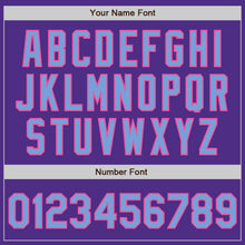 Load image into Gallery viewer, Custom Purple Light Blue Black-Pink Bomber Full-Snap Varsity Letterman Two Tone Jacket