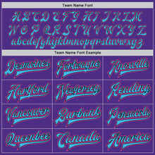 Load image into Gallery viewer, Custom Purple Sky Blue Black-Pink Bomber Full-Snap Varsity Letterman Two Tone Jacket