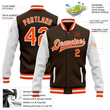 Load image into Gallery viewer, Custom Brown Orange-White Bomber Full-Snap Varsity Letterman Two Tone Jacket