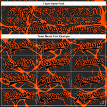 Charger l'image dans la galerie, Custom Black Orange Abstract Network 3D Pattern Design Bomber Full-Snap Varsity Letterman Jacket