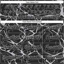 Charger l'image dans la galerie, Custom Black Gray Abstract Network 3D Pattern Design Bomber Full-Snap Varsity Letterman Jacket