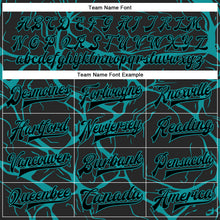 Charger l'image dans la galerie, Custom Black Teal Abstract Network 3D Pattern Design Bomber Full-Snap Varsity Letterman Jacket
