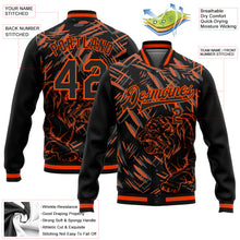 Charger l'image dans la galerie, Custom Black Orange Tiger 3D Pattern Design Bomber Full-Snap Varsity Letterman Jacket
