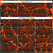 Charger l'image dans la galerie, Custom Black Orange Abstract Network And Tiger 3D Pattern Design Bomber Full-Snap Varsity Letterman Jacket