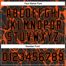 Charger l'image dans la galerie, Custom Black Orange Abstract Network And Tiger 3D Pattern Design Bomber Full-Snap Varsity Letterman Jacket
