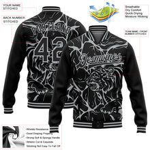 Charger l'image dans la galerie, Custom Black Gray Abstract Network And Tiger 3D Pattern Design Bomber Full-Snap Varsity Letterman Jacket