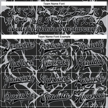 Charger l'image dans la galerie, Custom Black Gray Abstract Network And Tiger 3D Pattern Design Bomber Full-Snap Varsity Letterman Jacket