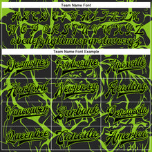 Charger l'image dans la galerie, Custom Black Neon Green Abstract Network And Tiger 3D Pattern Design Bomber Full-Snap Varsity Letterman Jacket
