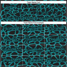Charger l'image dans la galerie, Custom Black Teal Spotted 3D Pattern Design Bomber Full-Snap Varsity Letterman Jacket