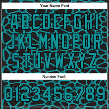 Charger l'image dans la galerie, Custom Black Teal Spotted 3D Pattern Design Bomber Full-Snap Varsity Letterman Jacket