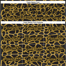 Charger l'image dans la galerie, Custom Black Old Gold Spotted 3D Pattern Design Bomber Full-Snap Varsity Letterman Jacket