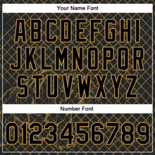 Charger l'image dans la galerie, Custom Black Old Gold Check And Tiger 3D Pattern Design Bomber Full-Snap Varsity Letterman Jacket